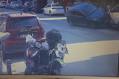 İstanbul'da park halindeki cipe çarpıp takla attı