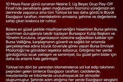 Elazığspor: "Bu büyük camia her defasında küllerinden yeniden doğmasını bilmiştir"