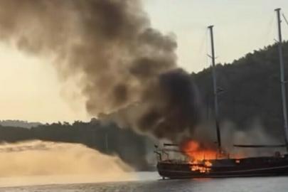 Göcek açıklarında tekne yandı, yolcular ve mürettebat tahliye edildi