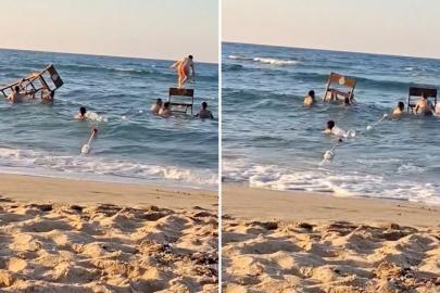 Plajda pes dedirten eğlence. Cankurtaran kulesini söktüler