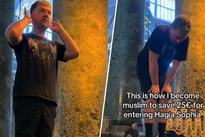 Ukraynalı turistin Ayasofya videosu sosyal medyada gündem oldu