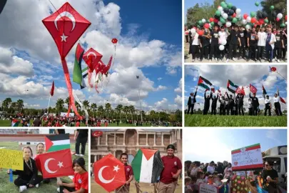 Uçurtmalar Gazzeli çocuklar için semalarda